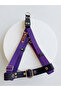 Dog Chest Harness Medium and Large Breed Adjustable Column Cord and Nubuck Leather Purple - 4