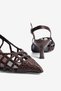 Women's Stiletto Pointed Toe Hand Knitted Open Back Heeled Shoes Calista Brown - 4