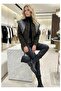 Women's Regular Fit Polo Neck Ethnic Patterned Scarf Detailed Lined Short Cashmere Coat D99802 - 5