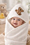 100% Cotton Teddy Bear Pattern Baby Swaddle Luxury Bath Towel and Bath Washcloth Set - 3