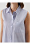 Lcwaikiki Classic Blue Striped Poplin Women's Shirt - 3