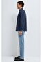 M0212004 Linen Blend Shirt Regular Fit Men's Shirt Dark Blue - 5