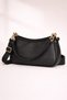 Zippered Adjustable Strap Skin Black Hand and Shoulder Bag - 2