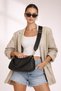 Zippered Adjustable Strap Skin Black Hand and Shoulder Bag