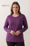 Women's Violet Reflection Pattern Collar and Sleeves Embroidered, Stoned Mother Combed Cotton Blouse