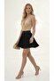 Black Pleated Mini Skirt with Elastic Waist 40cm Pleated Summer Trend - 3