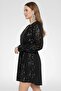 Women Sequins Belted Mini Party Dress, Black - 3
