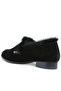 Women Fur Trim Suede Loafers in Black - 3
