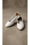 Women's White Open-Sided Bowknot Wrinkled Patent Leather Ballerinas 1.5cm Byndi̇mj01 - 7