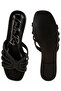 Women Black Rhinestone Cut Out Flats - 4