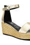 Women Faux Leather Snake Wedge Espadrilles in Gold - 5