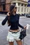 Ecru Low Waist Pleated Mini Skirt Mg2724 - 6