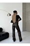 Brown Leather-Look High Waist Wide Leg Pants - 5