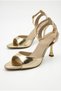Women's Special Design Elegant Thin Strap Gold Colored Stiletto Thin High Heeled Evening Dress Shoes - 3