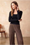 Black Square Neck Long Sleeve Women's Crop Bodysuit Cecilia Crop - 2
