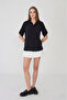 Women's Black Comfortable Fit Short Sleeve Textured Aerobin Shirt - 6