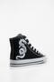 Women's Black and White Printed Linen High-Top Sports Shoes Sneaker - 3