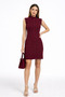 Stone-Embellished Burgundy Women's Ottoman Mini Dress