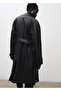 Long Leather-Look Belted Trench Coat - 4