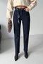Women's High Waist Striped Detail Mom Fit Jeans Dark Blue 7111-73 - 6