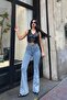 Women's Pensli Flared Jeans Trousers Snow Wash Light Blue 7021-08 - 3
