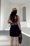 Women's Belted Mini Length Denim Skirt Slapli Dark Blue 1046-17 - 5