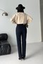 Women's High Waist Striped Detail Mom Fit Jeans Dark Blue 7111-73 - 4