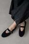 Paula Women's Belt Detail Suede Ballerinas Black - 4