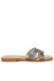 Women Rhinestones Embellished Flat Sandals in Metallic Black