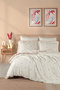 Rosalie Ruffled 100% Cotton Bow Double Duvet Cover Set - Fitted Sheet