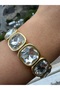 Stylish Steel Bracelet with Rubber Band, Does Not Tarnish. 21 cm - 2