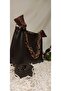 Women's Soft Leather 3-Compartment Handbag, Shoulder Bag with Scarf and Chain Accessories - 7