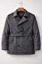 Men's Gray Seasonal Lined Belted Double Breasted Trench Coat