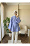 Women's High Collar Belted Tunic Blouse Balloon Sleeve Relaxed Fit Hijab Shirt