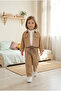 Girls' Gabardine Jacket Set – Buttoned Woven Shirt, Elastic Waist Belted Trousers, 2-5 Years - 3