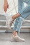 Cream Knitwear Sneaker - Ultra Light Sole Comfortable Walking Shoes 4.5 cm - 3