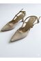 Women's Beige (Matte Skin) Color Stiletto Open Sides Strappy Pointed Toe Classic Heeled Shoes - 2