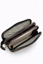 Women's Bitter Brown Leather V Quilted Stitching Design Cross Strap 3-Compartment Double Zipper Daily Shoulder Bag - 4