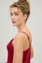 Women's Viscose Fabric Adjustable Rope Strap V-Neck Lace Detailed Nightgown - Claret Red - 6