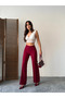 Hidden Zipper Pants - Burgundy - 3