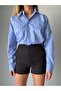 Blue Striped Oversized Single Pocket Shirt - 2