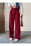 Waist Velcro Palazzo Trousers - Burgundy - 2