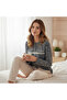 Women's Cotton Collared Buttoned Pocketed Gift Bundle and Dowry Set Gray Melange Color Pajama Set Al50 - 4
