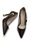 Women's Special Design Thin Heeled Bitter Brown Patent Leather Stiletto with Metal Accessories - 6