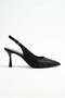 Women's Evening Dress Stone Detailed Fabric Pointed Toe Open Back 7cm Heels 1352 - 5