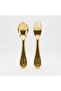 Kids Gold Plated Children's Spoon Fork Set of 2 (+3 Years) Stainless Steel Baby Dinnerware Set - 2