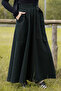 Side Buckle Denim Skirt Dark Tint Green - 3