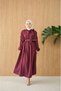 Women's New Season Dress with Belt Detail and Tie Collar - Plum - 4