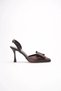 Women's dark brown bow-tie satin heeled shoes tr40ms01c - 8