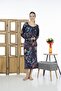 23245-4 Square Collar Long Sleeve Patterned Lycra Viscose Casual Dress - 2